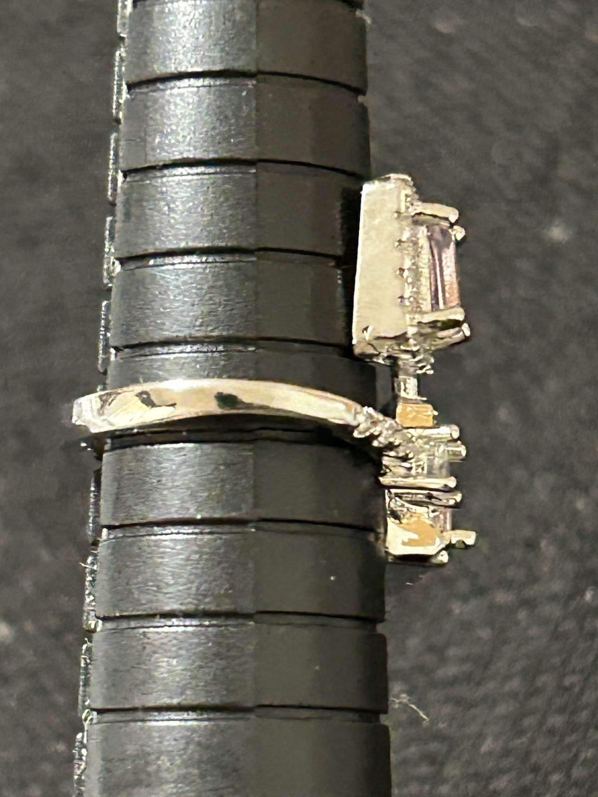 Bypass Style Square Pink W/ Clear Rhinestones Halo Cocktail Ring Size 5.5