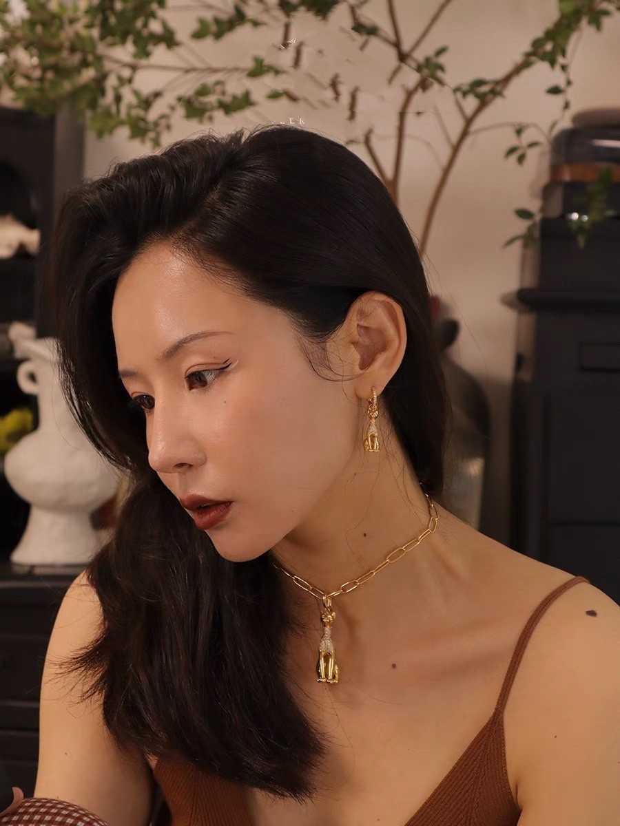 14K Gold Plated Egyptian Cat Fashion Charms Octopus Drop Dangle Hoop Earrings