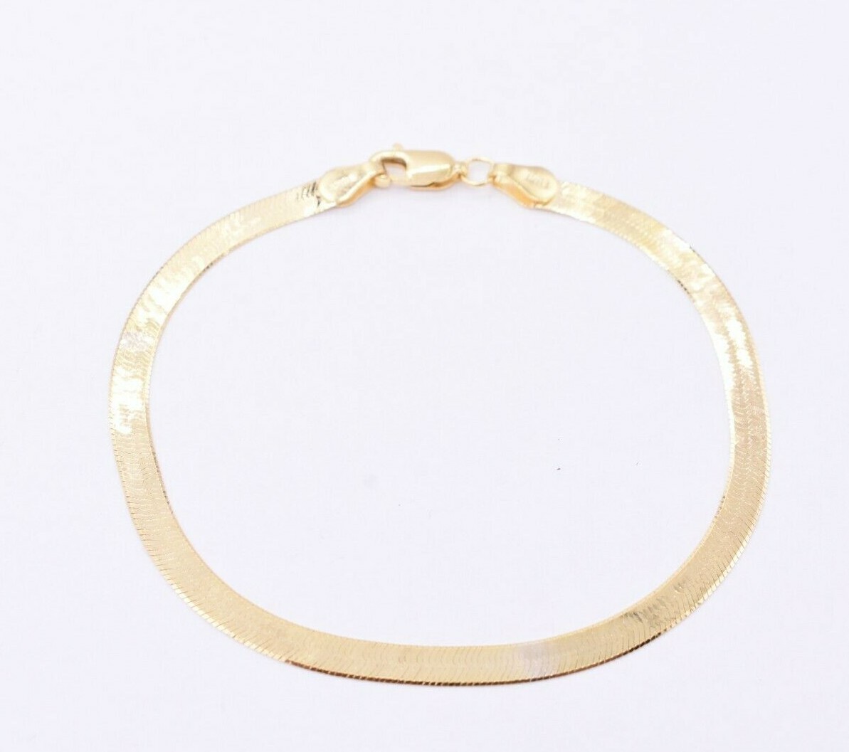 3.7mm High Polish Herringbone Bracelet Solid Real 10K Yellow Gold 7″