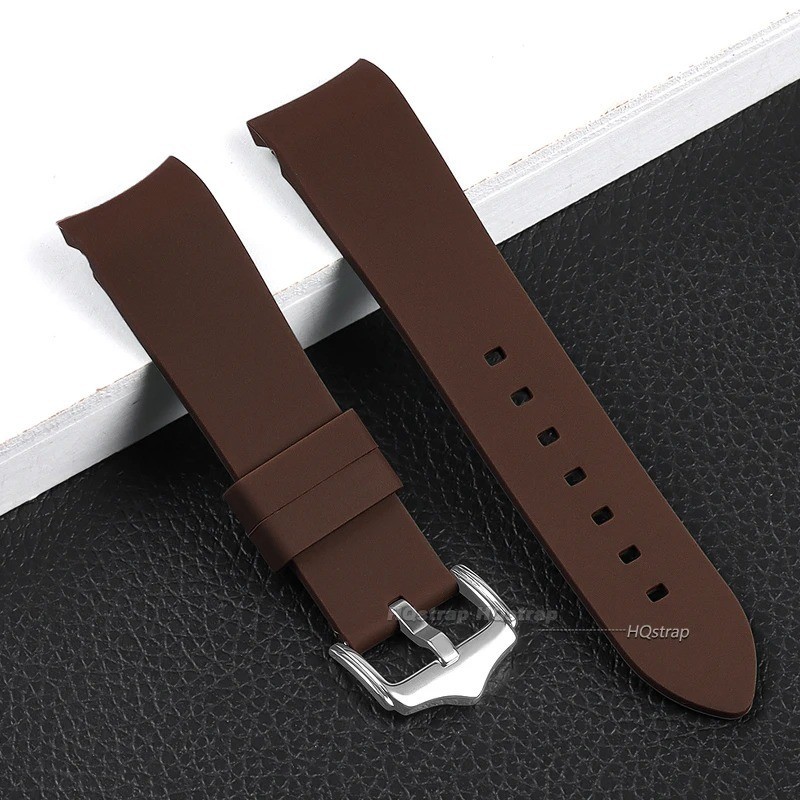 Curved End Silicone Bracelet Rubber Watch Band Strap Butterfly Clasp 18-24mm