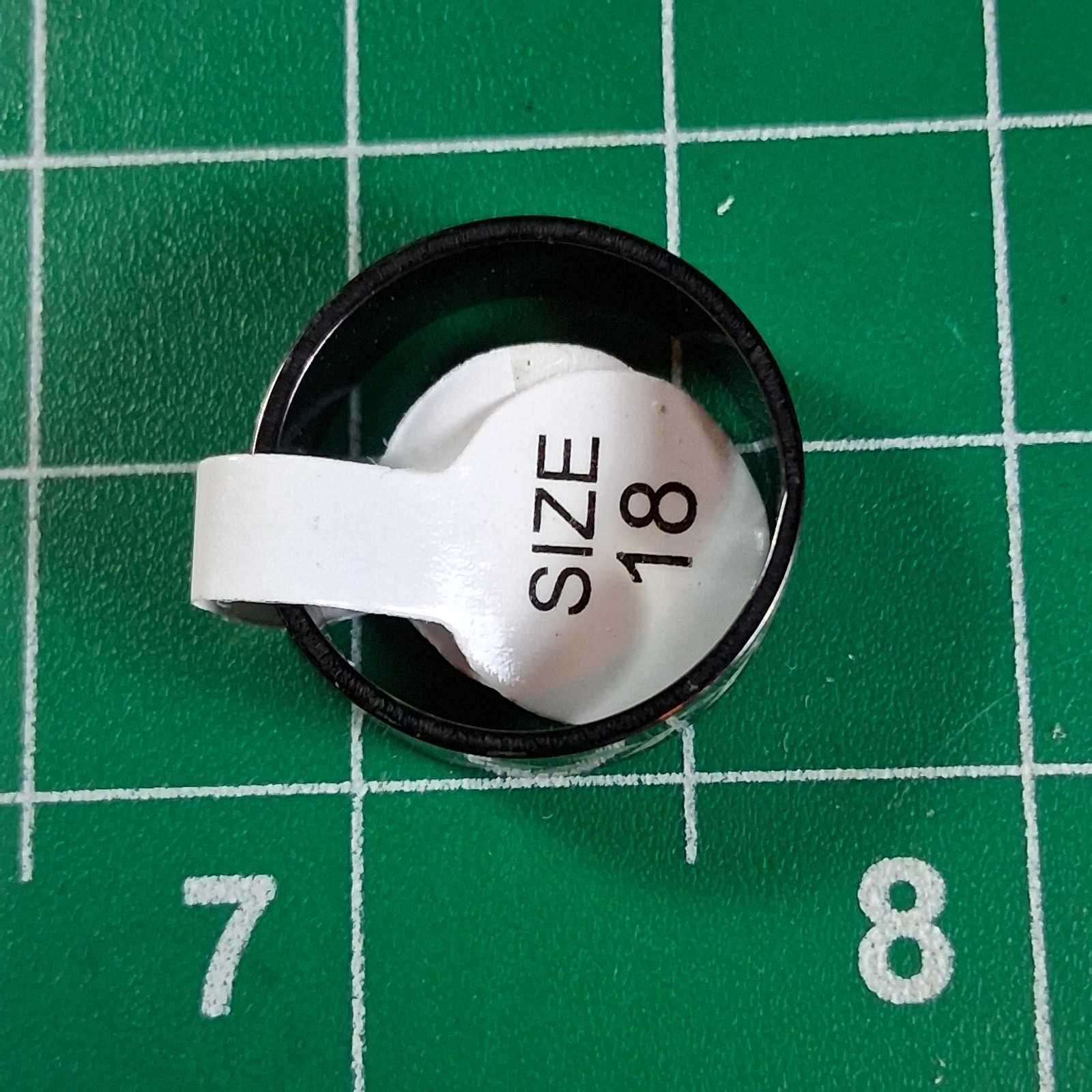 Glossy Black Stainless Steel Size 7.75 Etched Tire Tread Pattern Band Ring