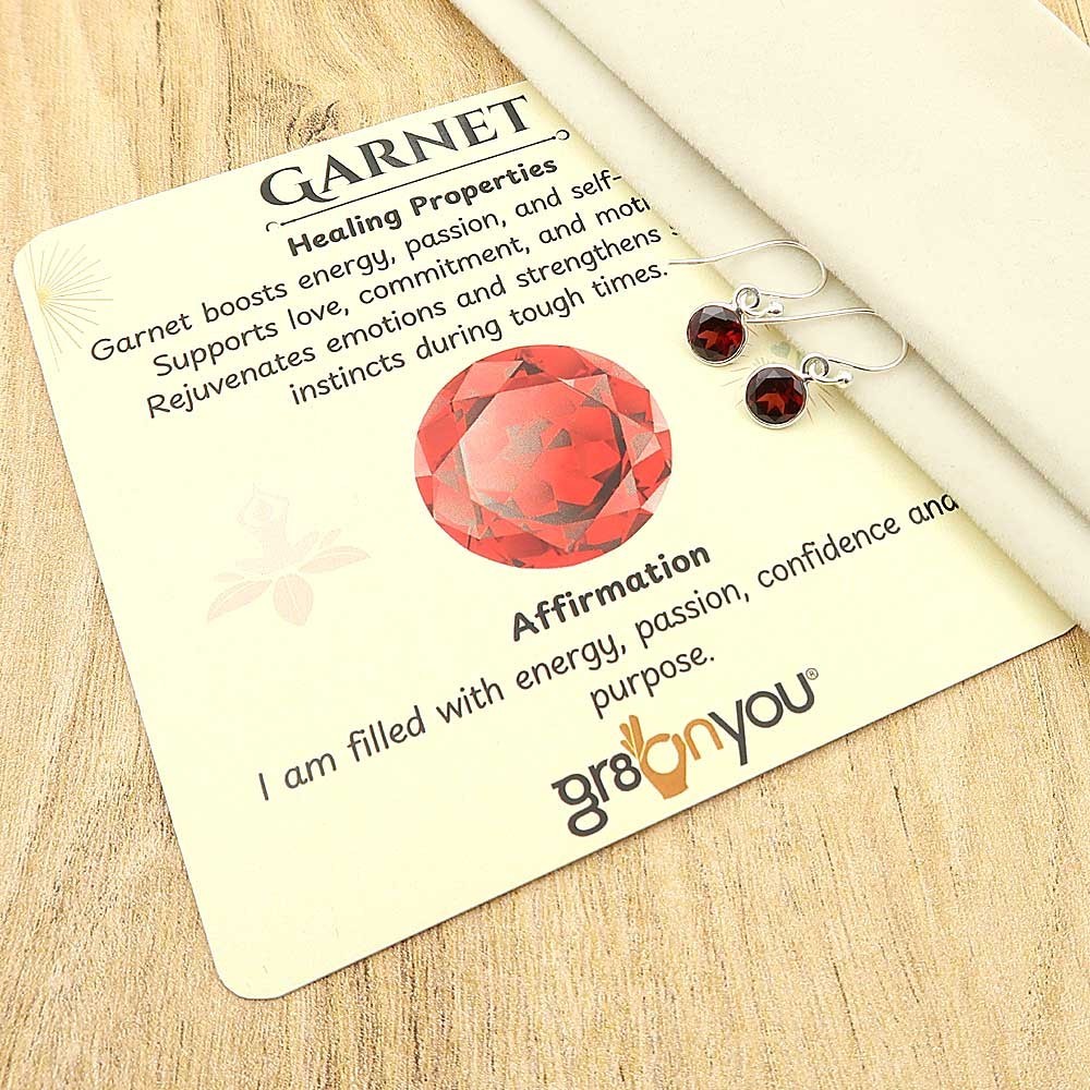 gr8onyou Ladies 925 Solid Silver Garnet Earrings | In Premium Packaging