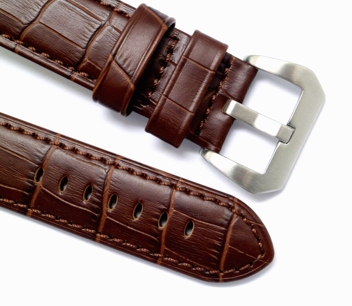 24mm Brown Croco Embossed Leather Replacement Watch Strap – Panerai 24 & Others