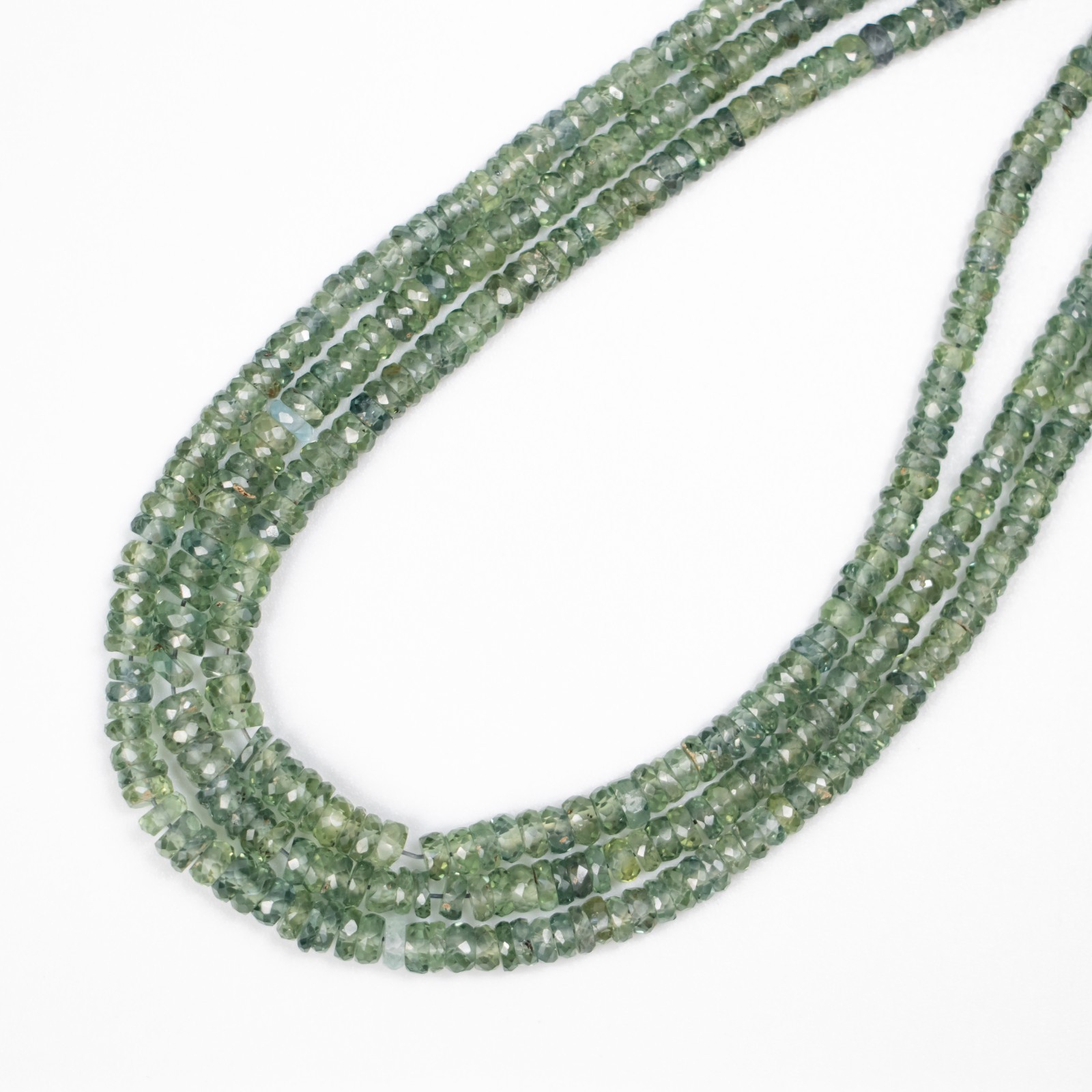 Natural Green Sapphire Faceted Rondelle Beads, 3 mm To 4 mm, Sapphire Rondelle