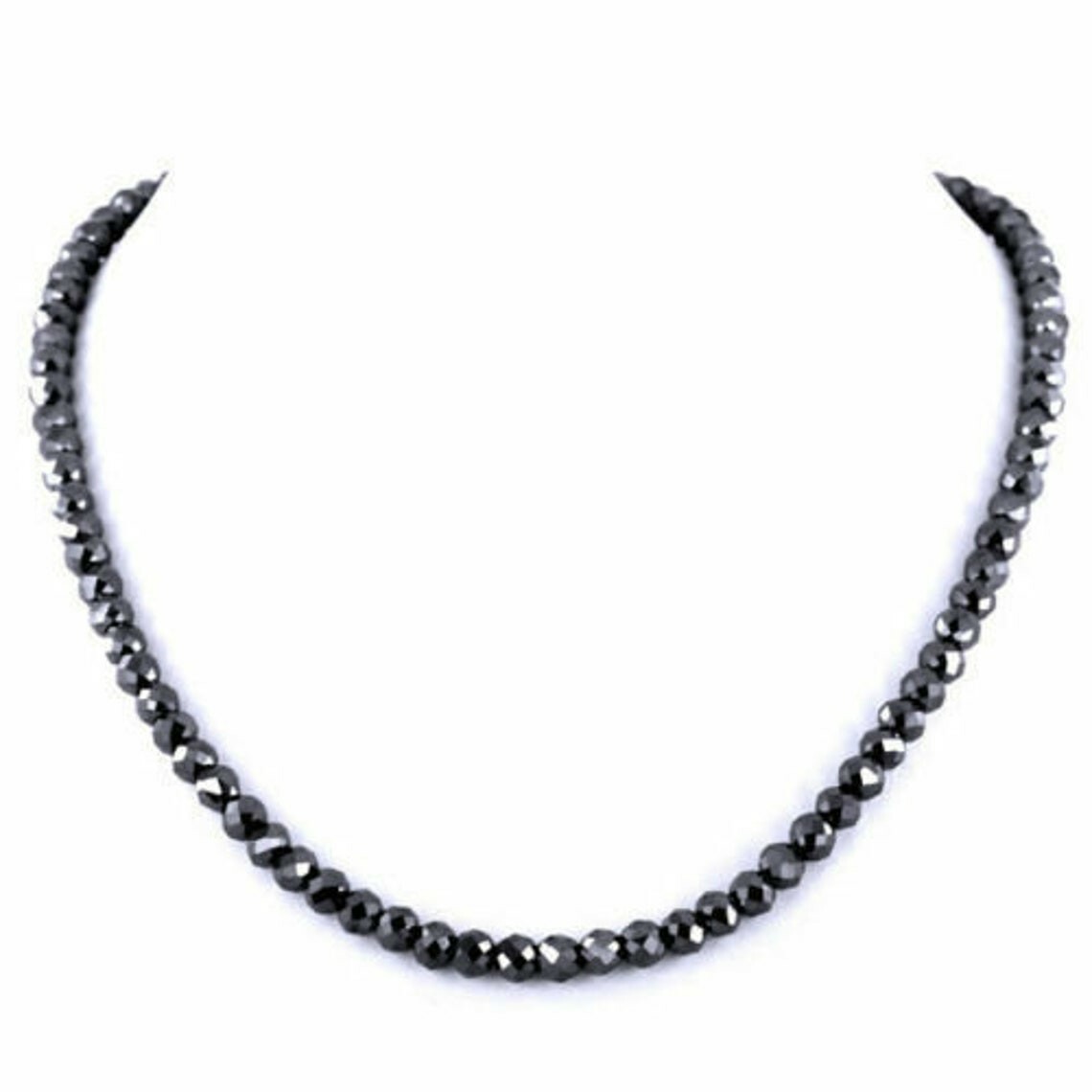 Sparkling Shinning Micro Faceted Black Diamond Beads Necklace 5 mm 16″ !