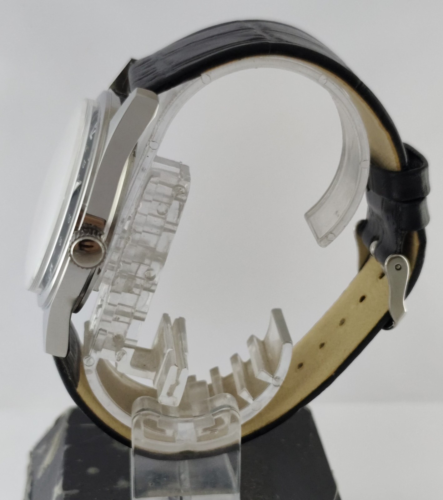 Vintage Refurbished Hamilton Hand-Winding Black Dial 17 J Men Watch Leather Band