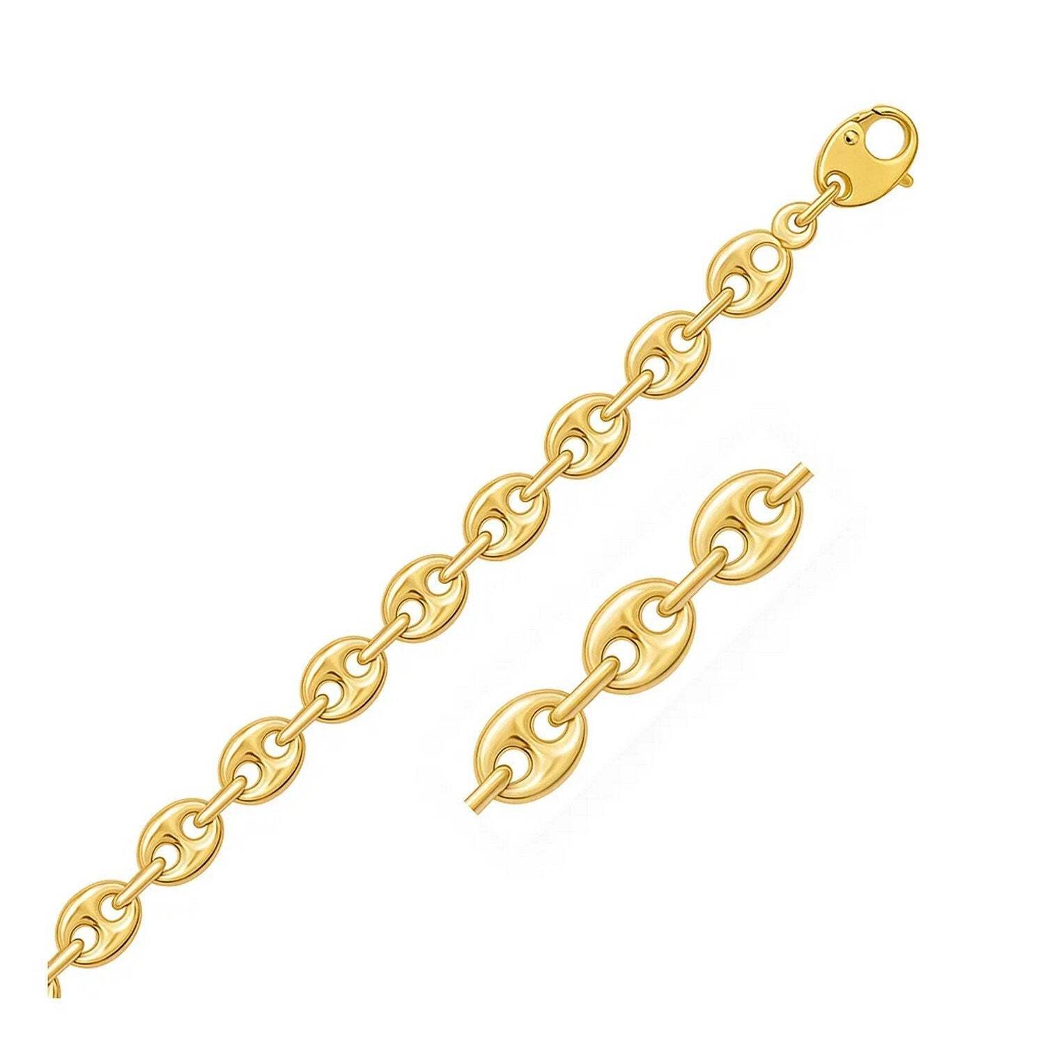 14k Yellow Gold Puffed Mariner Link Bracelet (6.80 mm)