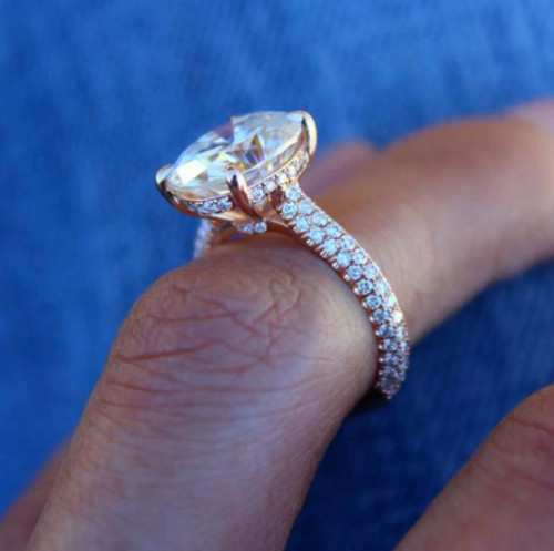 3Ct Lab Created Diamond Solitaire Engagement Ring 18K Rose Gold Finish