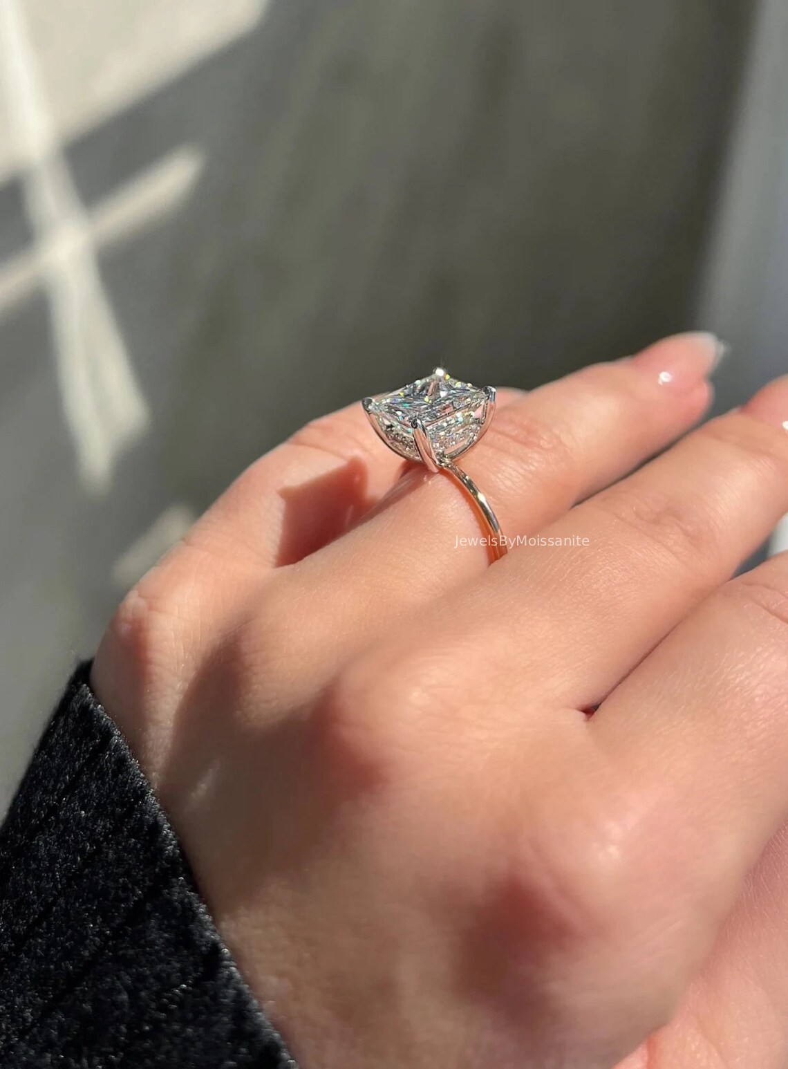 5 Ct Hidden Halo Princess Cut Moissanite Engagement Ring For Her 925 Silver