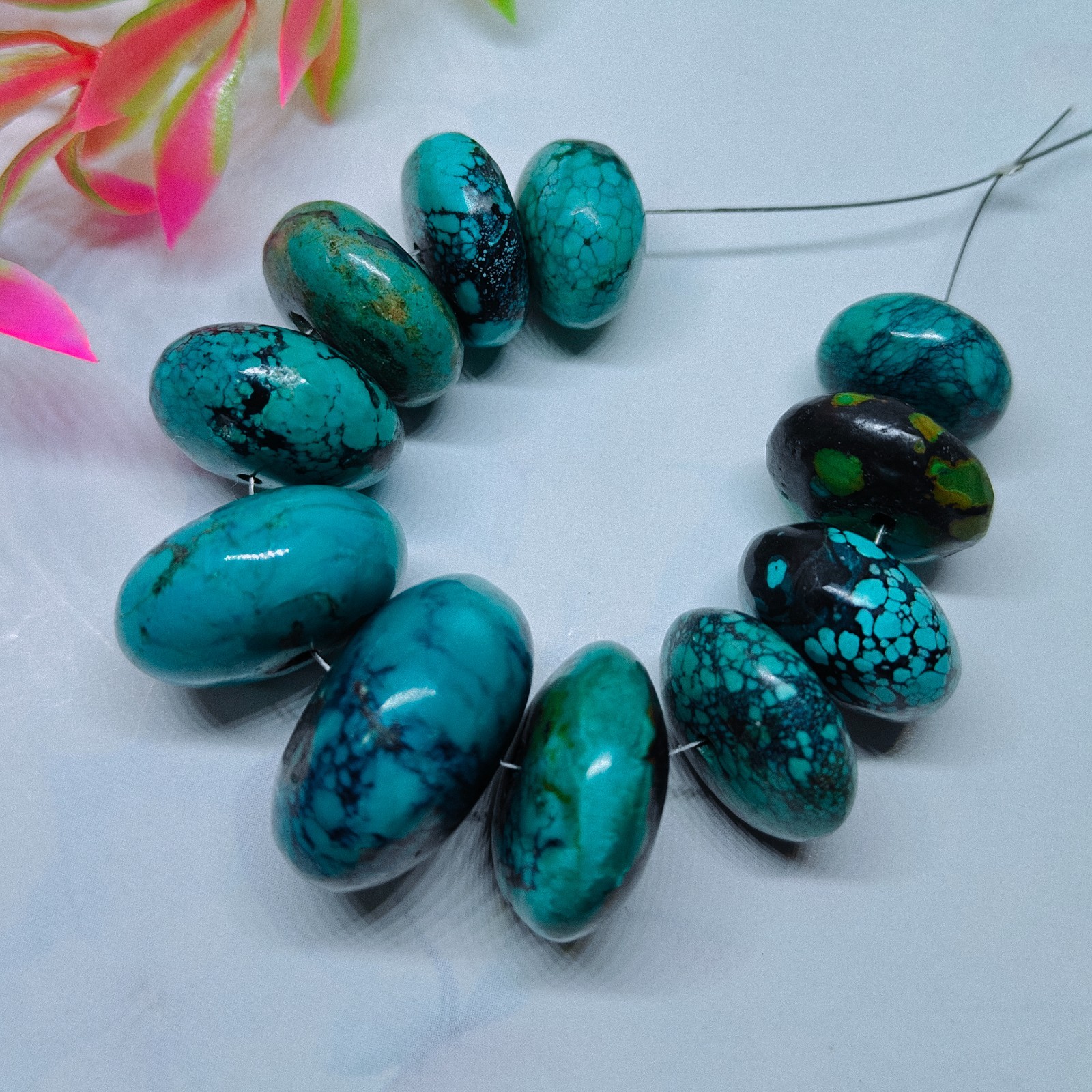 Turquoise Roundel Beads Loose Natural Gemstone Beads For Jewellery Making 214 Ct