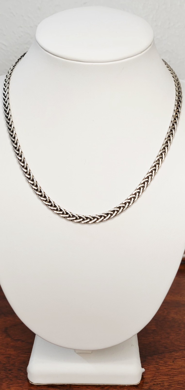 Solid Heavy Sterling Italian Foxtail Necklace Luxurious 18″ 31.4 Grams Stamped