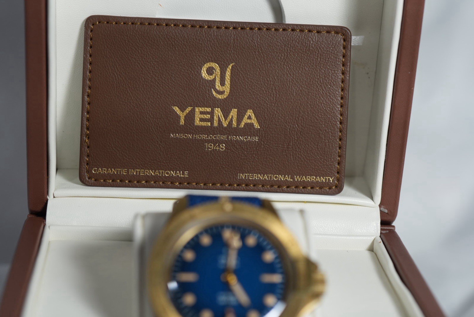 YEMA Superman Bronze Automatic 39mm Blue Dial Diver Date Blue Strap 300m