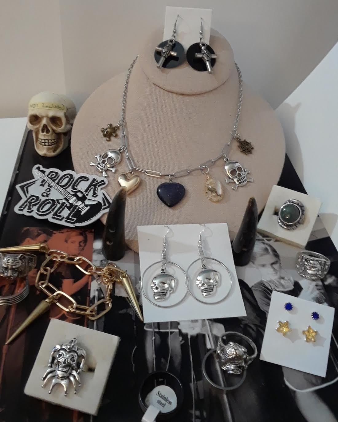 Rockabilly, Punk, Skull, Spooky Cute,Heart, Gothic, Cross, Emo Mixed Jewelry Lot