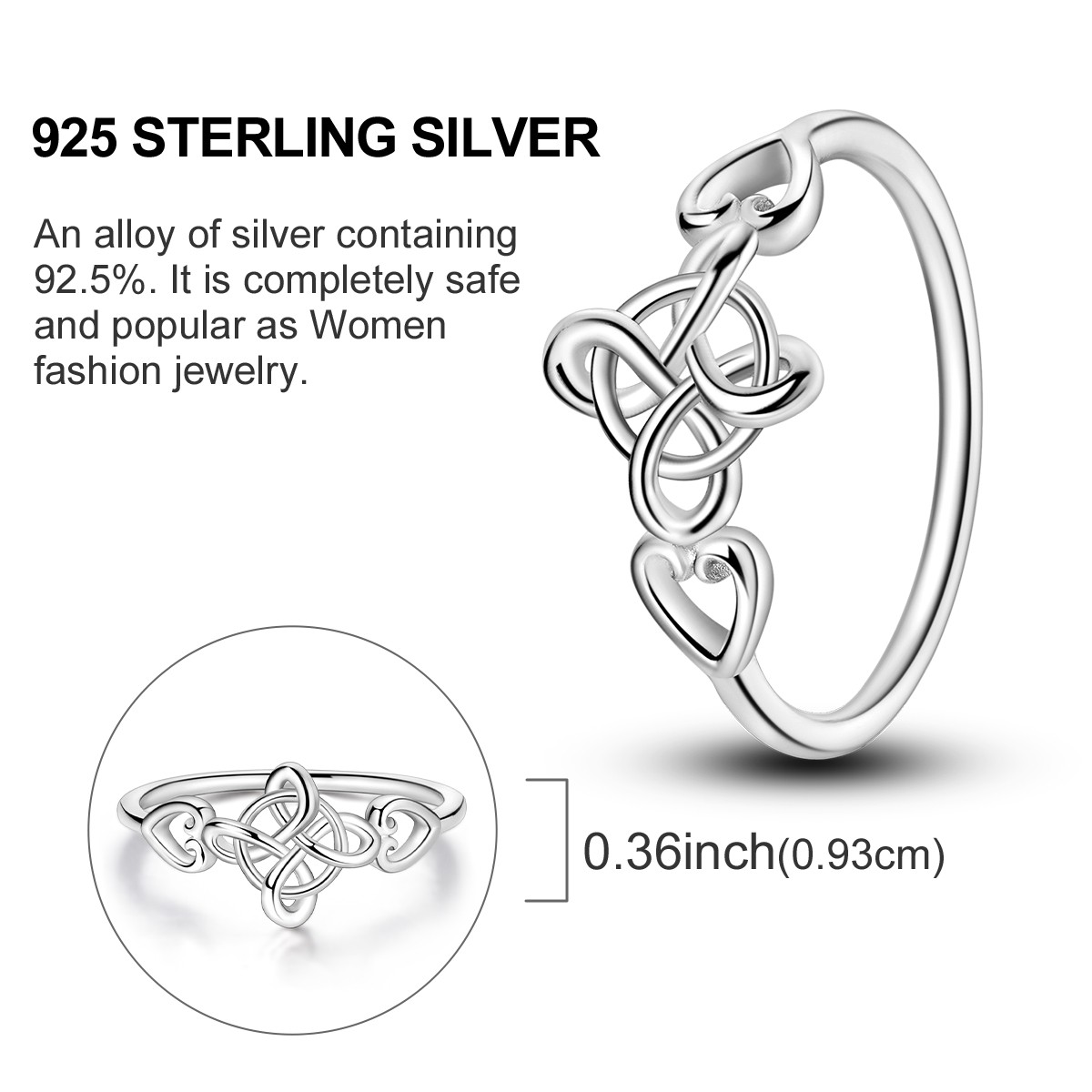 LAZA Original 925 Sterling Silver Wrap Knot Finger Ring for Women Jewelry Gift