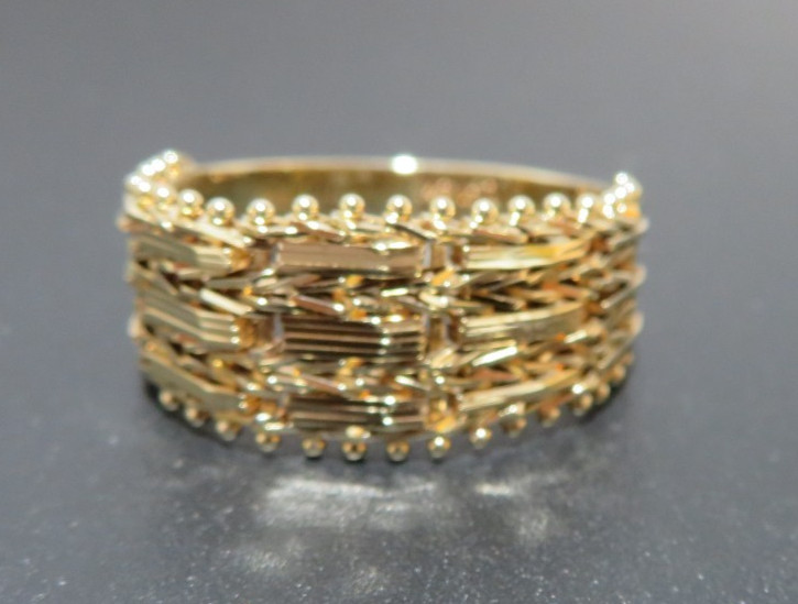 14K YG LADIES BOLA LINK RING SZ 9.5 10.70 MM WIDE 4.40 grams (AI-2921)