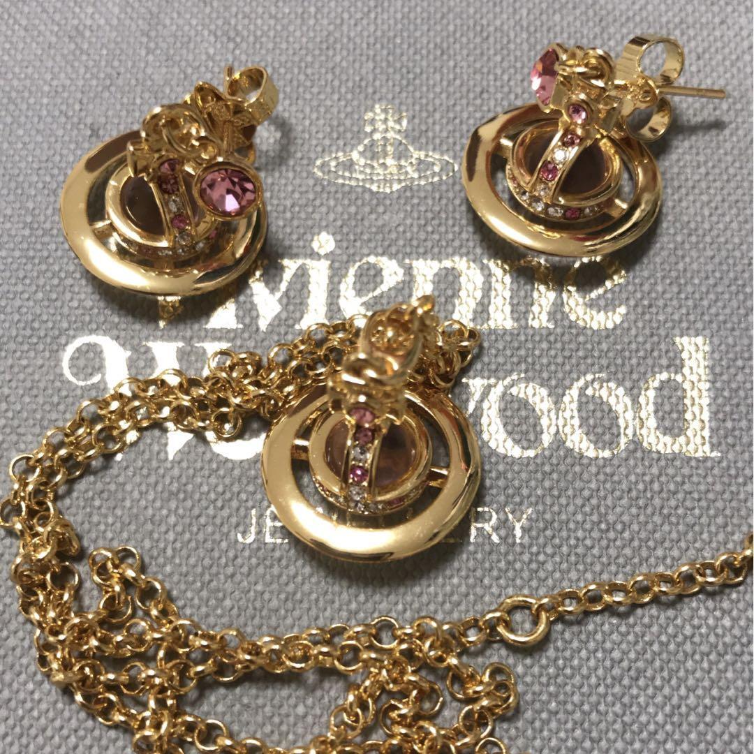 Vivienne Petite Ove Pink Gold Necklace Earrings Set IN BOX accessories