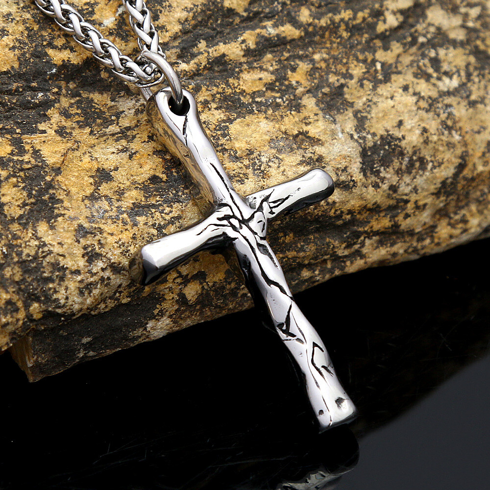 Vintage Cross Men Pendant Retro Religious Necklace Gothic Hip Hop Jewelry 16″