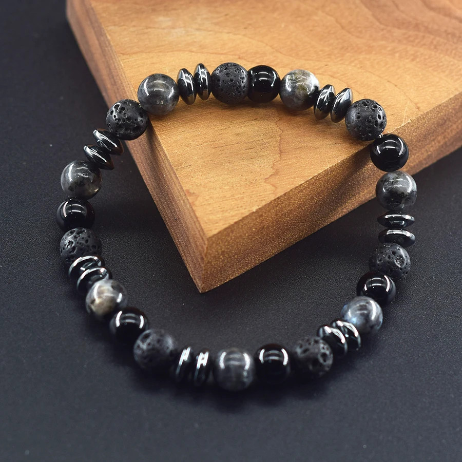 Energetic Balance Spiritual Protection Natural Volcanic Stone Labradorite Beads