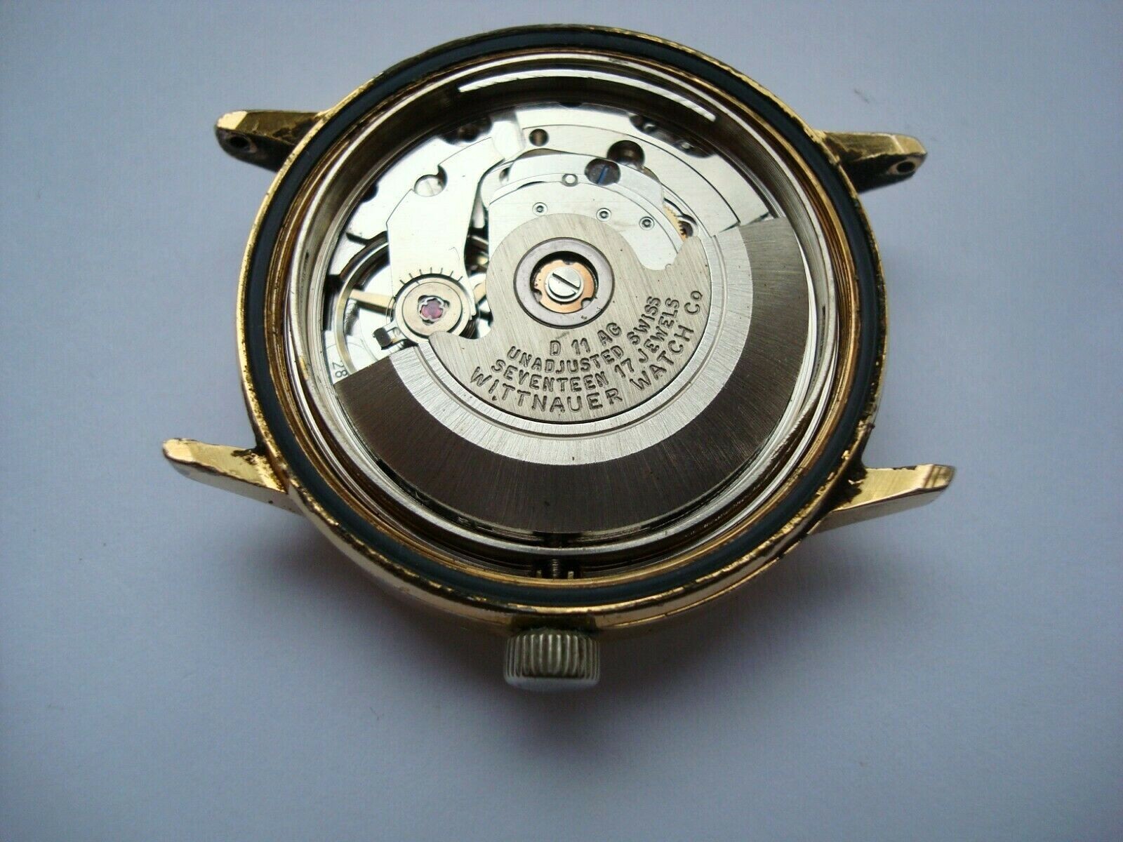 WITTNAUER GENEVE MENS AUTOMATIC WATCH 17j. ETA 2879 DAY DATE Quick Set Near Mint