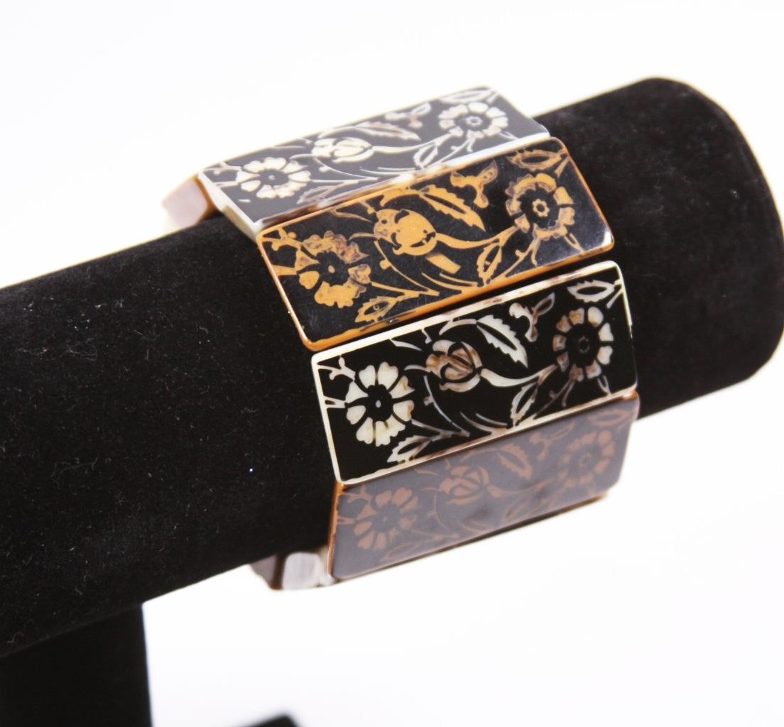 Black Ivory & Brown Oriental India Style Bracelet Fashion Costume Jewelry jxtj
