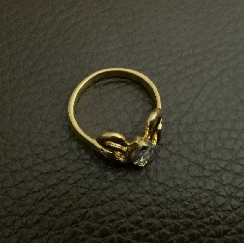 Avon Bird Ring Swan Gold Crystal Sz 7 Love VTG Lovebirds Marquise CZ Boho Retro