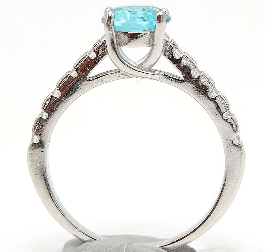 Heat Treated 2CT Blue Topaz 925 Solid Sterling Silver Ring Sz 7 UB3-9