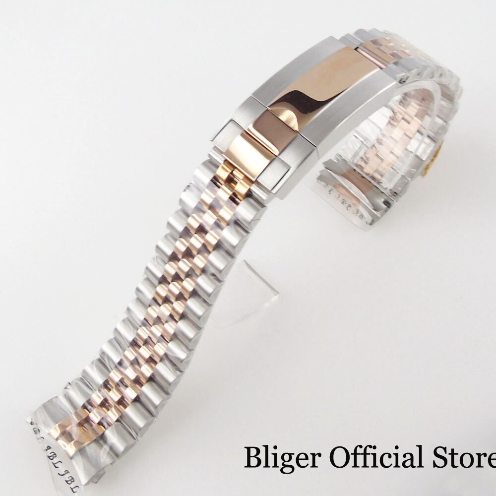 20MM Width Black Gold Brushed/Polished Oyster Strap Bracelet Slide Lock Clasp