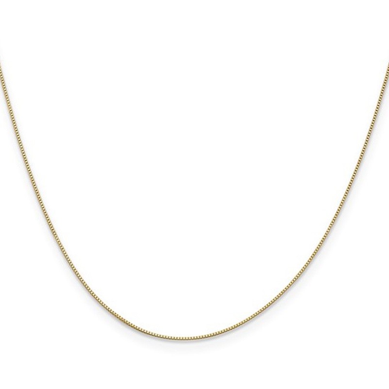 0.50mm 14K Yellow Gold Box Chain Necklace 16″ 18″ 20″ 22″ 24″ or 30″