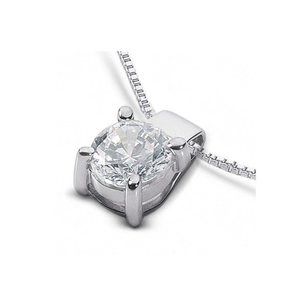 0.27ct G SI1 Round Natural Diamond White Gold Classic Solitaire Pendant