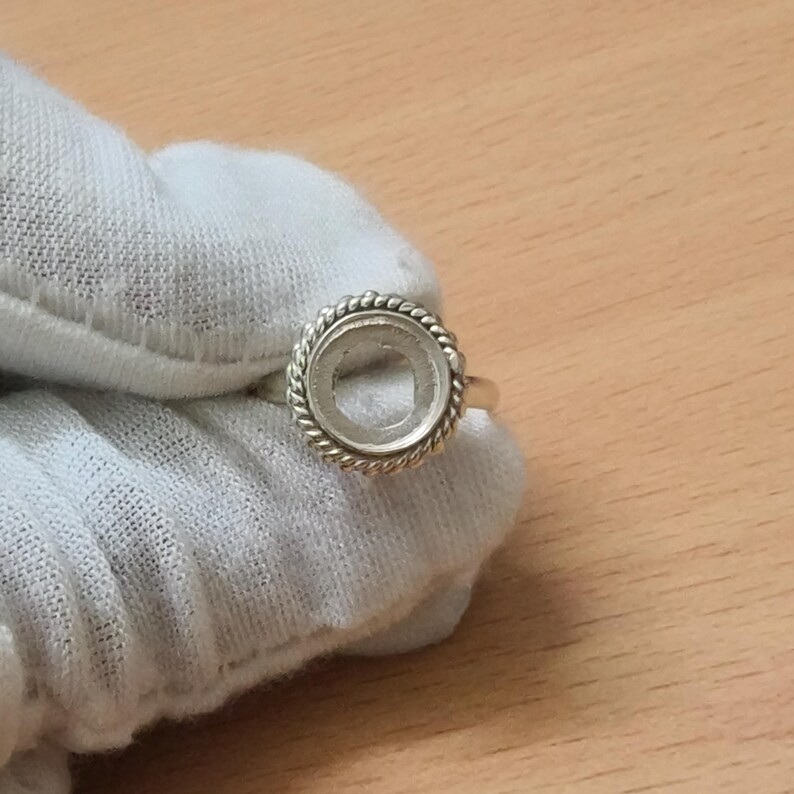925 Sterling Silver 8mm Round Bezel Cup Setting Blank for DIY Jewelry Making