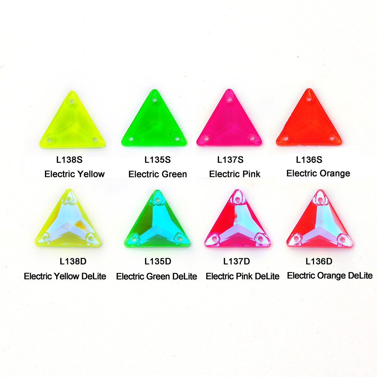 Triangle Crystal Neon Sew On Rhinestones Fluorescence Mocha Sewing accessory