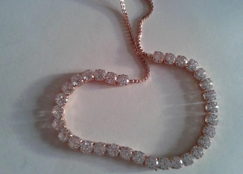 18K Rose Gold Plated Bolo Tennis Bracelet made Simulated Diamond Elegant Gift
