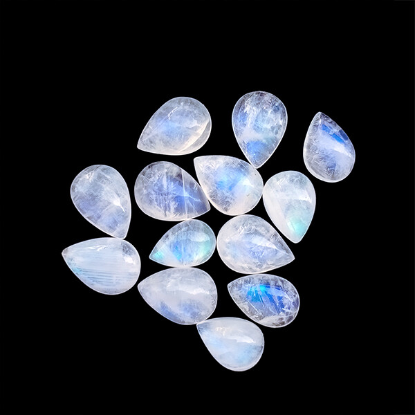 Wholesale Natural Flashy White Rainbow Moonstone Pear Loose Gemstone Jewellery.