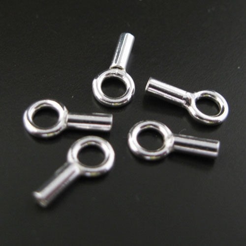 925 Sterling silver Findings Plain Tube Crimp End with Ring 8mm (10 pcs)
