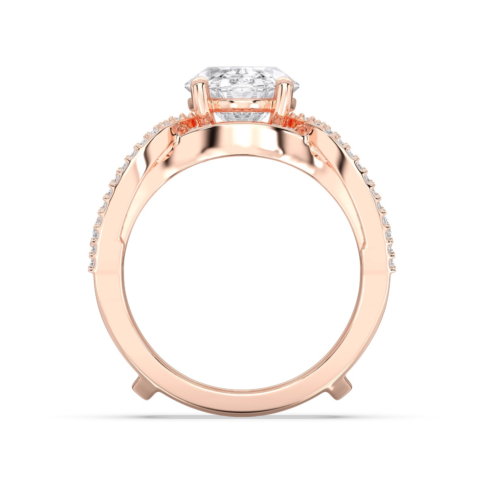 3.75 CT Oval , Pear & Round Cut Moissanite Luxuriance Engagement Ring in Silver