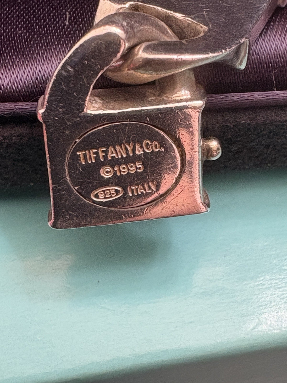 Tiffany & Co. Atlas ID Bar Link Bracelet 925 Sterling Silver Italy Fold Over