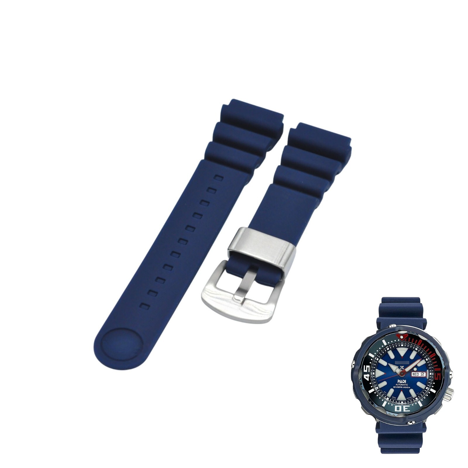 Prospex SRPA83 22mm Navy Blue Rubber Watch Strap For Seiko