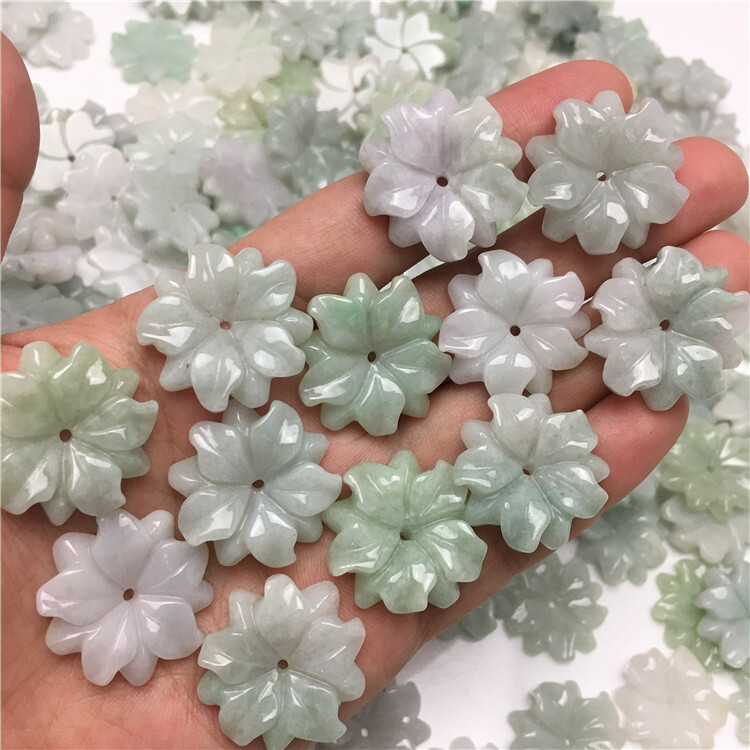 10pcs Natural Jadeite A Grade Jade Pendant DIY Loose Bead Sunflower Wholesale