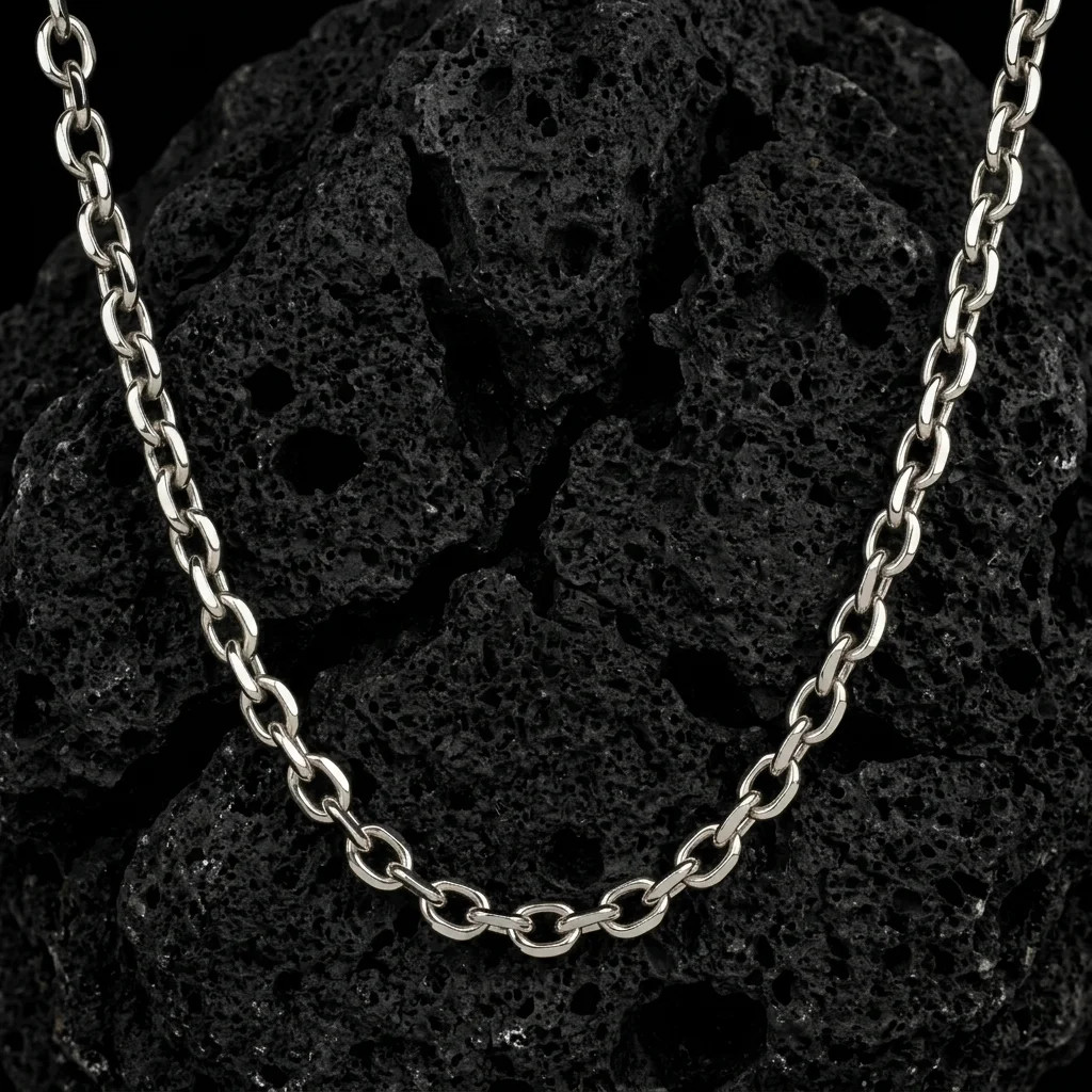 Unisex Minimalist Silver O Oval Paperclip Chain Necklace Titanium Steel Waterpro