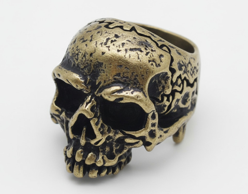 Big Bronze Skull Ring Antique Distressed “Bronze Look” Stainless Steel Biker 42