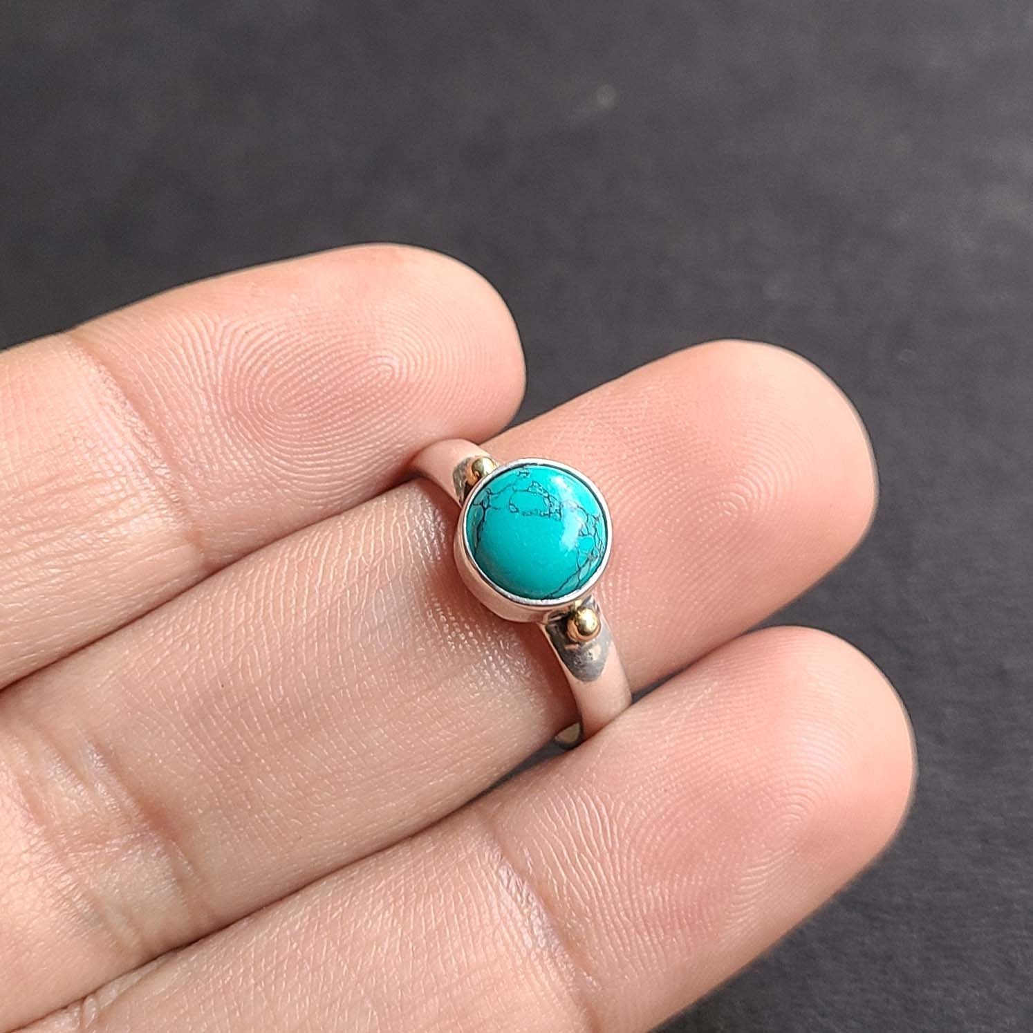 Blue Turquoise 925 Sterling Silver Handmade Fine Ring All Size Available