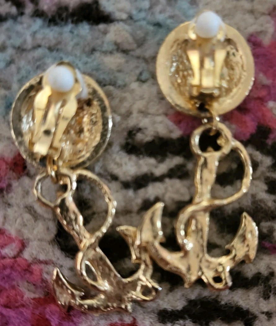 Vintage sailboat boat jewelry necklace earrings retro nautical set pin lot fish