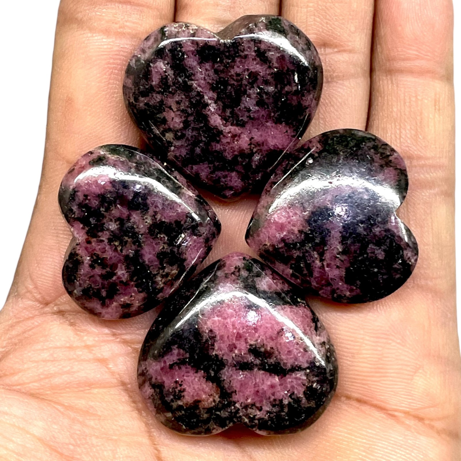 4 Pcs Natural Red Rhodonite 25-29mm Heart Shape Pendant Size Loose Gemstones Lot