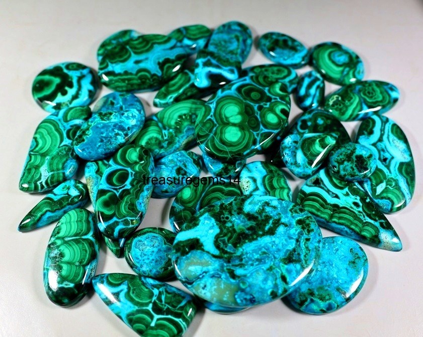 250 Ct Wholesale Lot Natural Chrysocolla Malachite Cabochon Jewelry Gemstone