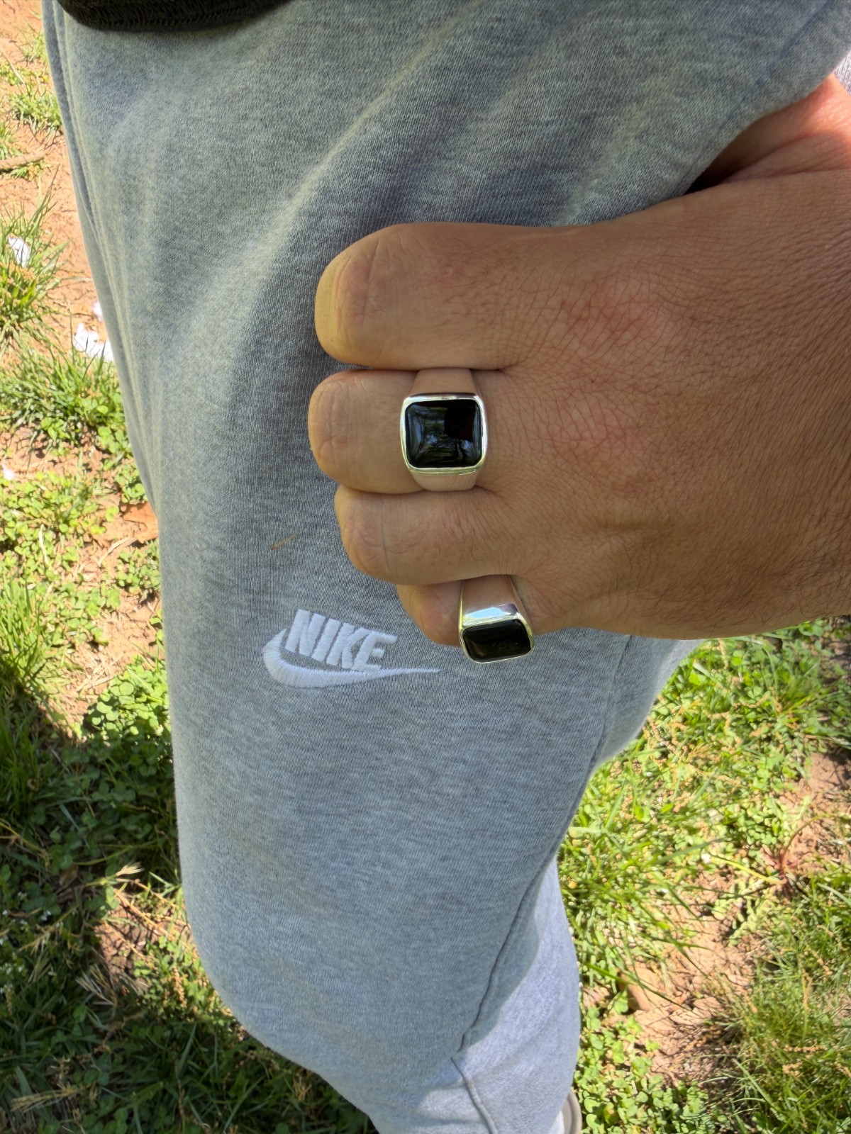 Handmade Men’s Black Onyx Ring in Real 925 Sterling Silver Natural Gem Stone