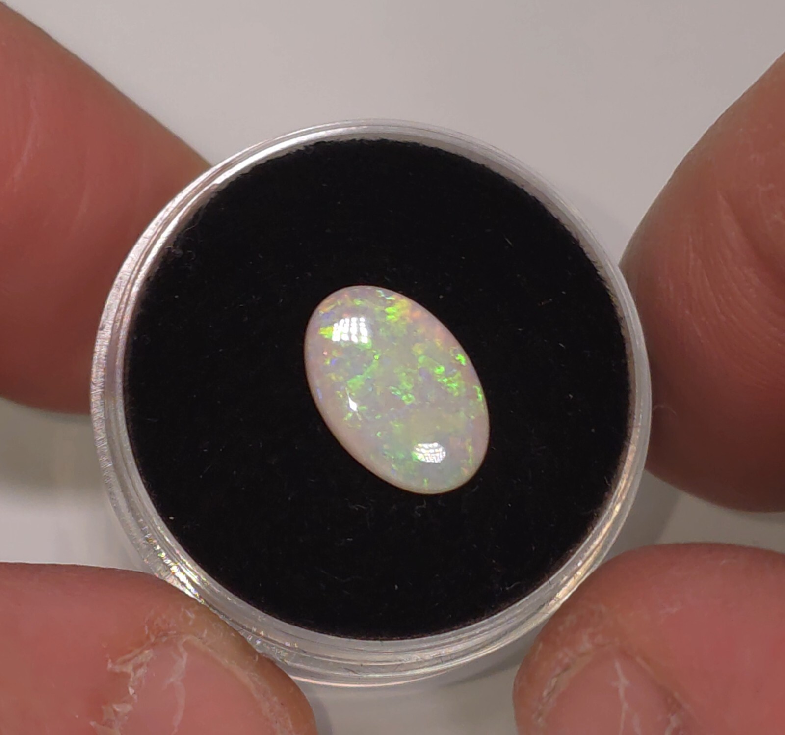 Australian Coober Pedy Solid Crystal Opal 1.5ct 12x8mm Oval Bright Green Fire