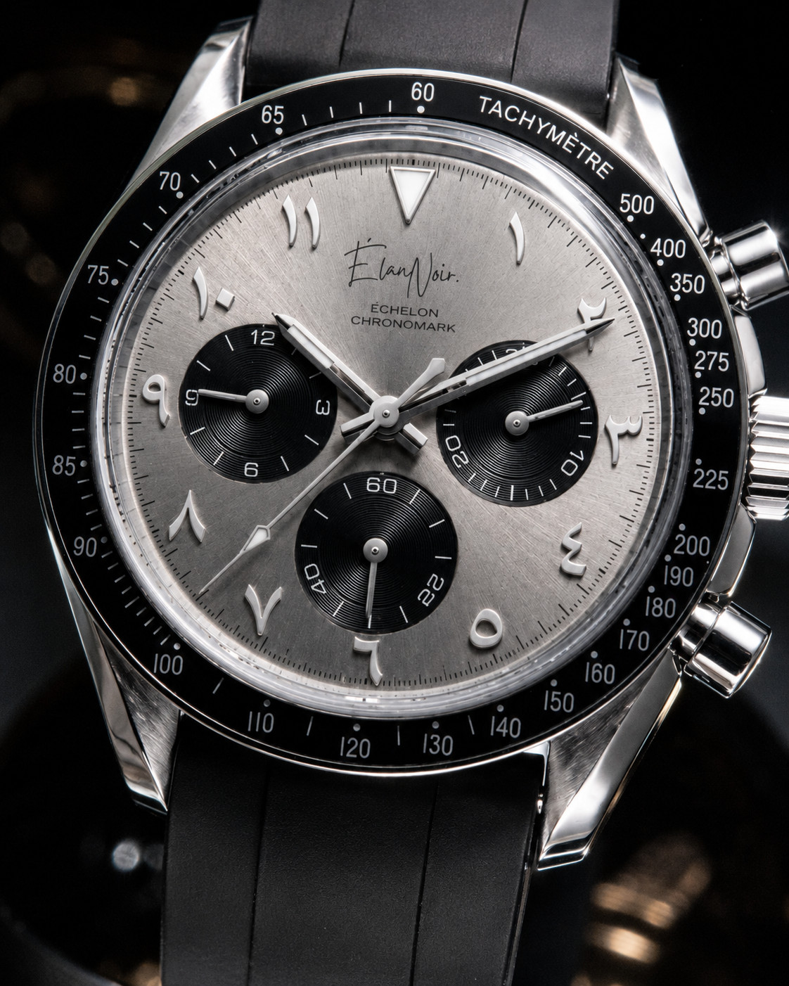 Élan Noir Chronograph Watch VK63 Gray & Black Sapphire Crystal Steel 40mm