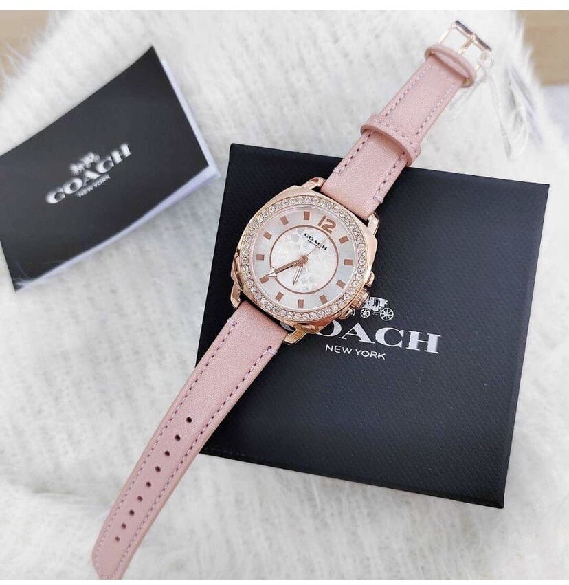 NWB 14503151 AUTHENTIC Coach Rose Gold Swarovski Crystal Woman Pink Watch 34mm