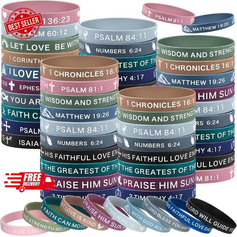60 Pcs Silicone Bible Verse Bracelets – Inspirational Christian Wristbands