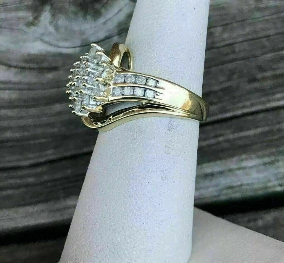 2Ct Round Cut Lab-Created Diamond Cluster Engagement Ring 14K Yellow Gold Plated